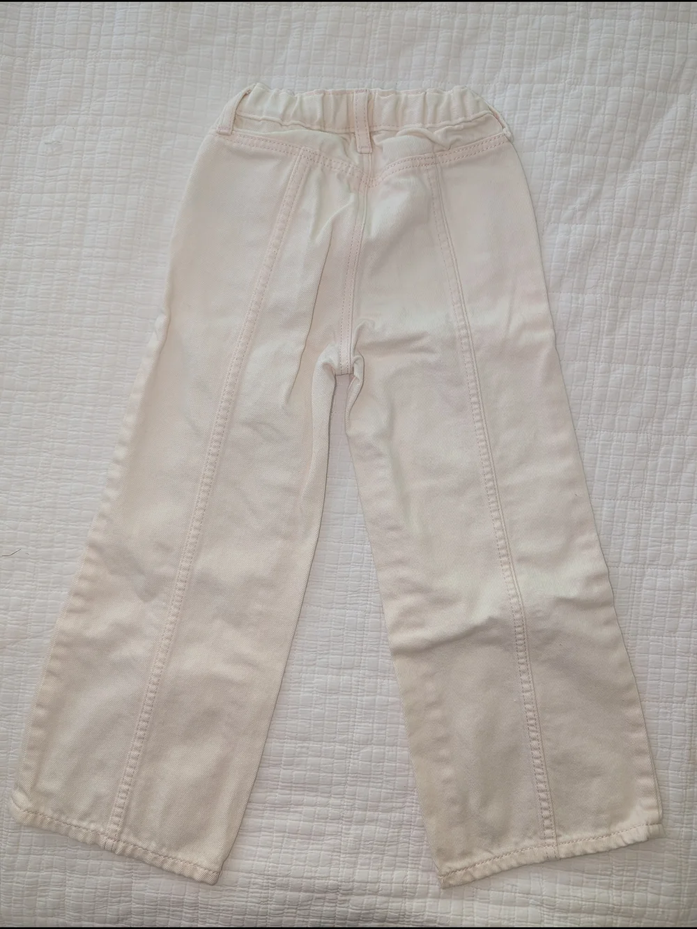 Old Navy Girls' Cream With Light Pink Stitching Wide-Leg Jeans